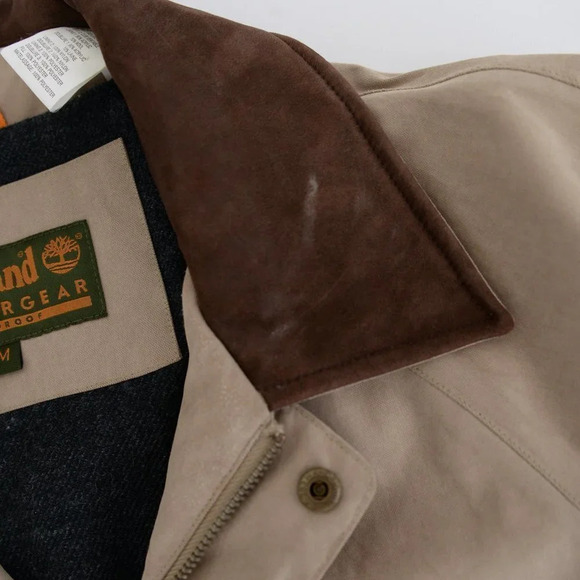 Timberland Weathergear Tan Zip Up Lined Winter Jacket ~Medium - Picture 8 of 16
